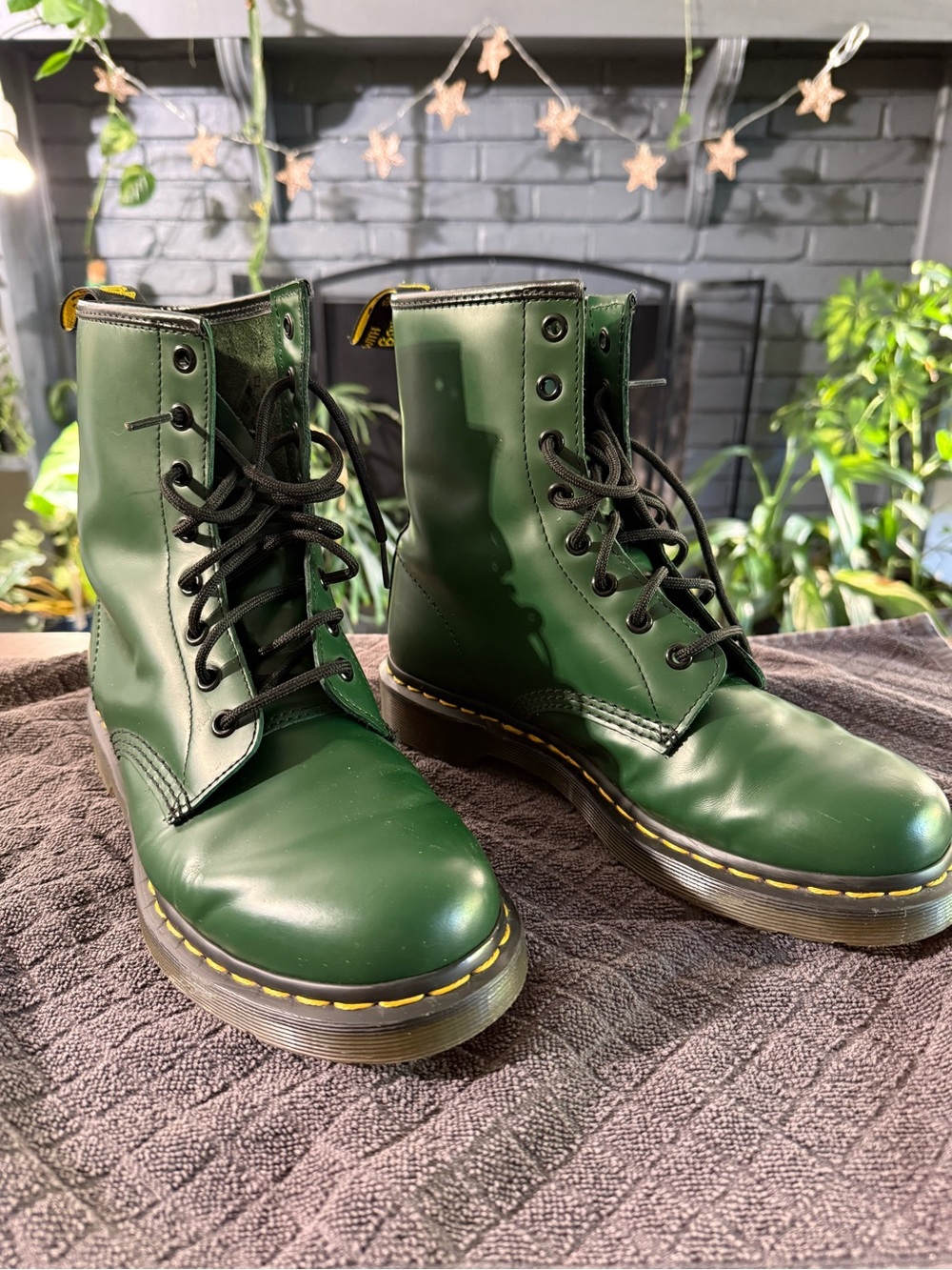 Dr. Martens Green Lace-Up Leather Combat Boots